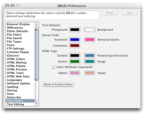 bbedit change edit window color