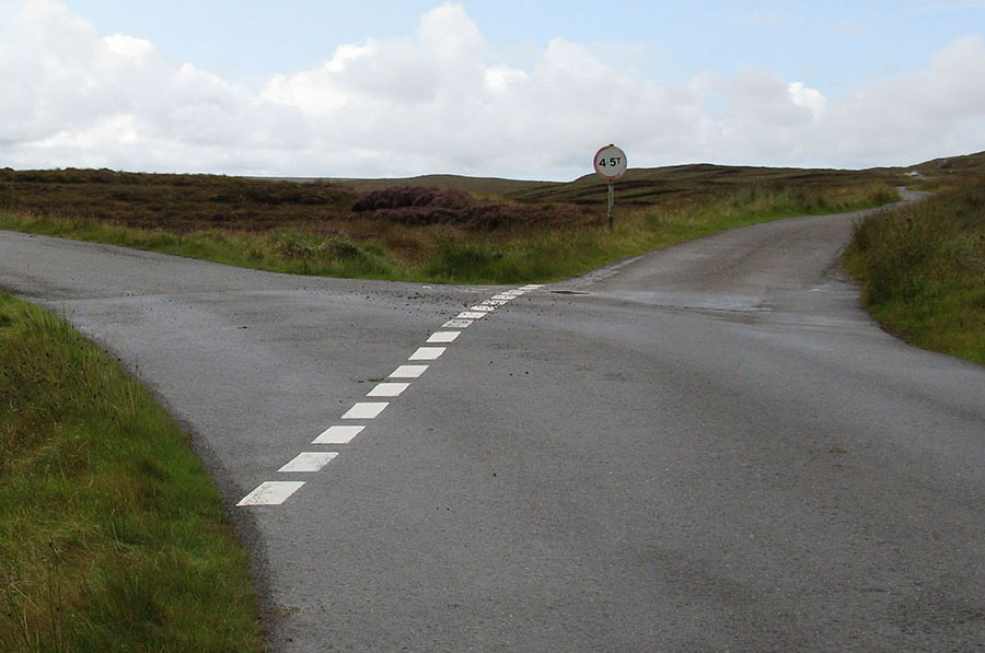 A fork in the Pentland Road